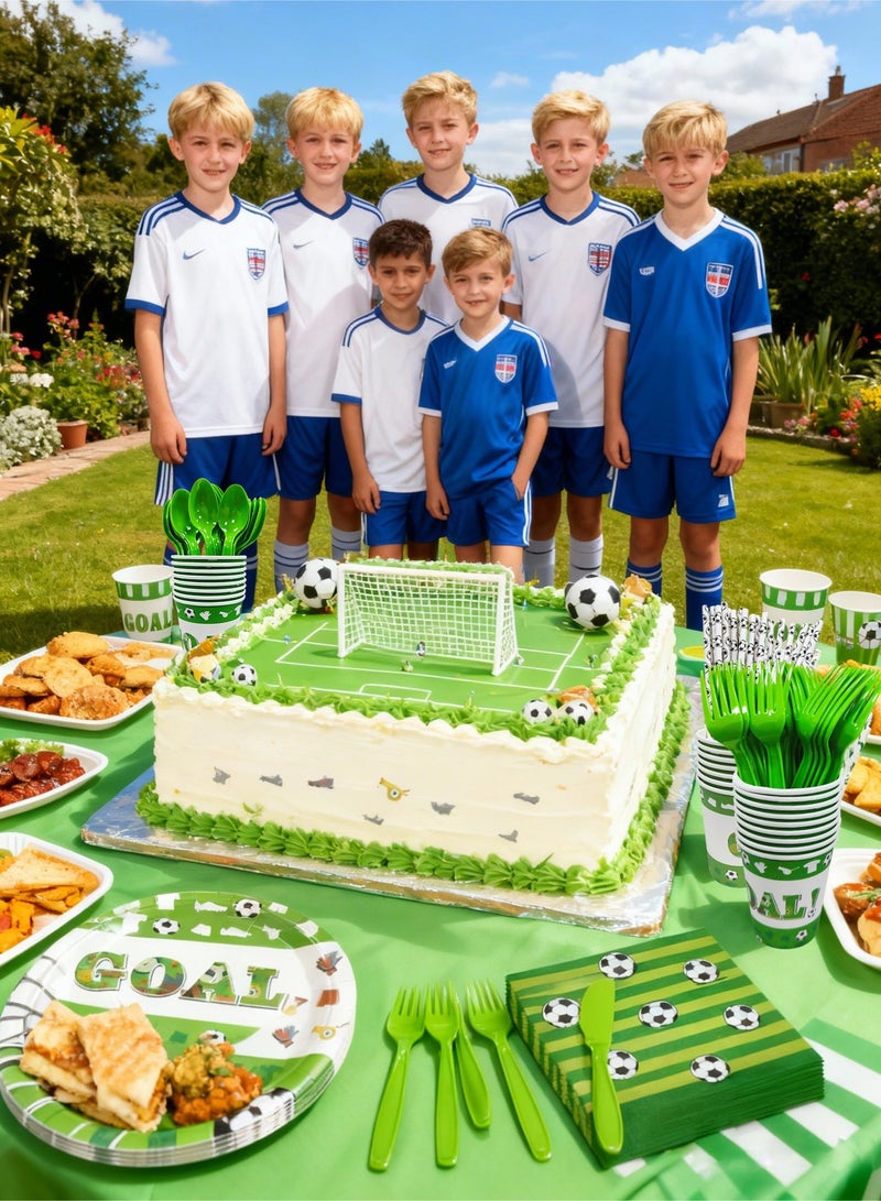 HomarKet 200 Pcs Birthday Party Tableware Set,Birthday Party Supplies,Baby Shower Plates, Paper Plates,Cups, napkins and Cutlery Sets for 25 Guests Football Theme Disposable Dinnerware Set - Image 4